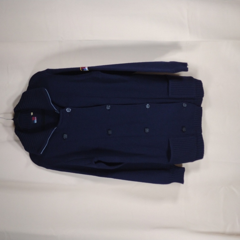 Evan Pull Men’s XL Vintage 90s Wool Knit Jacket Marine Preppy Winter Warm